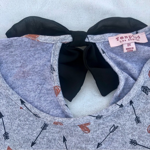Tempted Top Shirt Hearts Arrows Black Bow Ruching Sz 2x - Picture 10 of 10